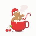 Gingerbread man in a cup. New Year, Christmas. Royalty Free Stock Photo